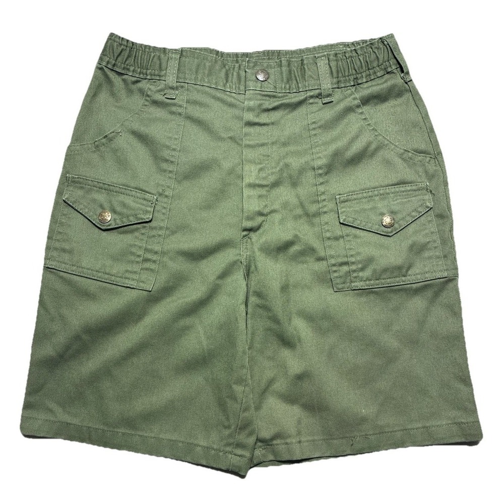 Vintage Boy Scouts Of America Shorts Youth 16 Military Green Cargo 28" *flaw